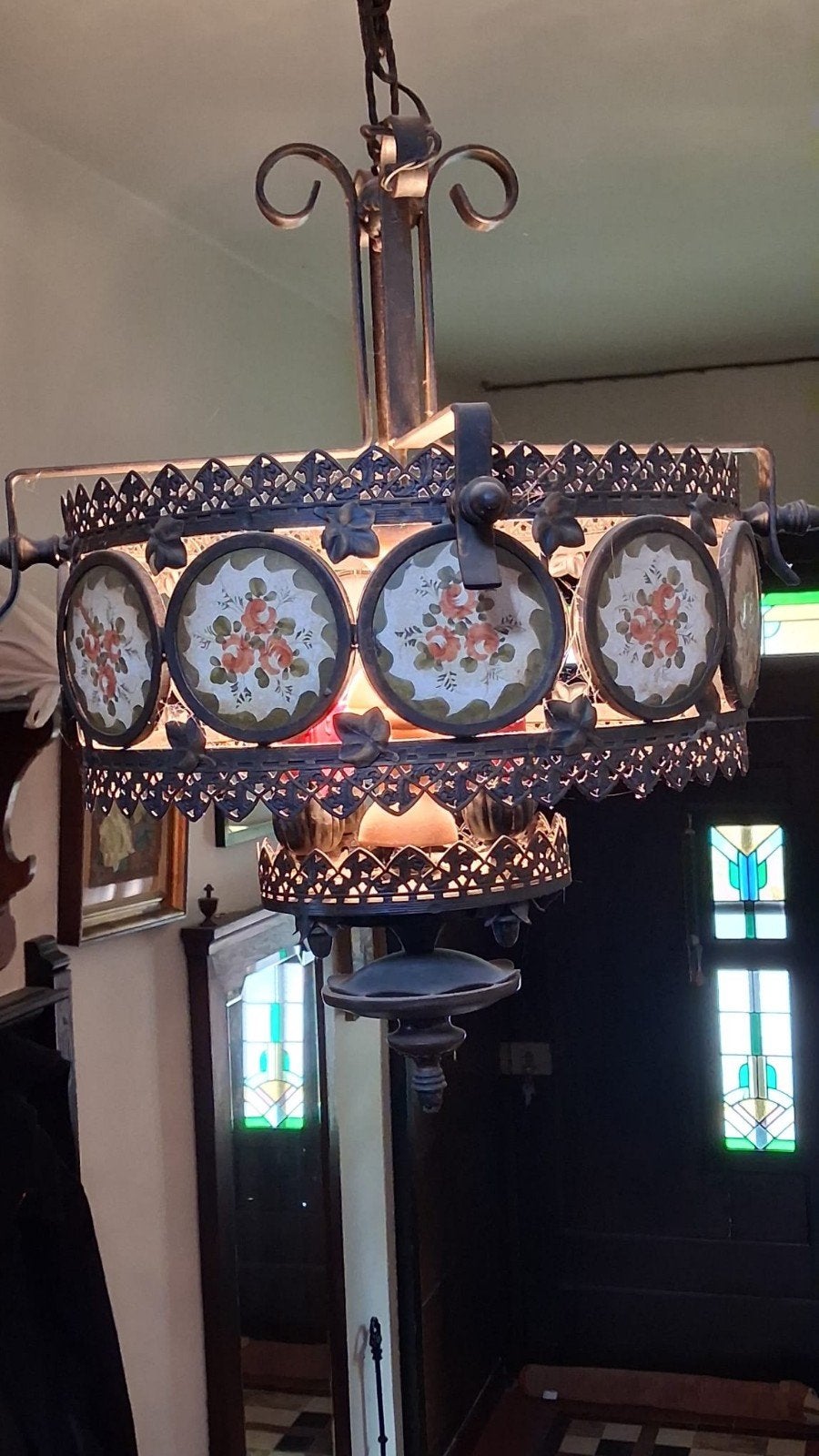 Beau lustre ancien, Maison & Meubles, Lampes | Lustres, Enlèvement, Comme neuf, Verre