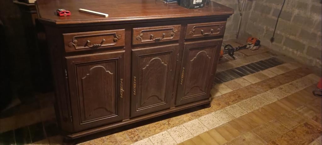 buffet-vaisselier ancien deux corps massif