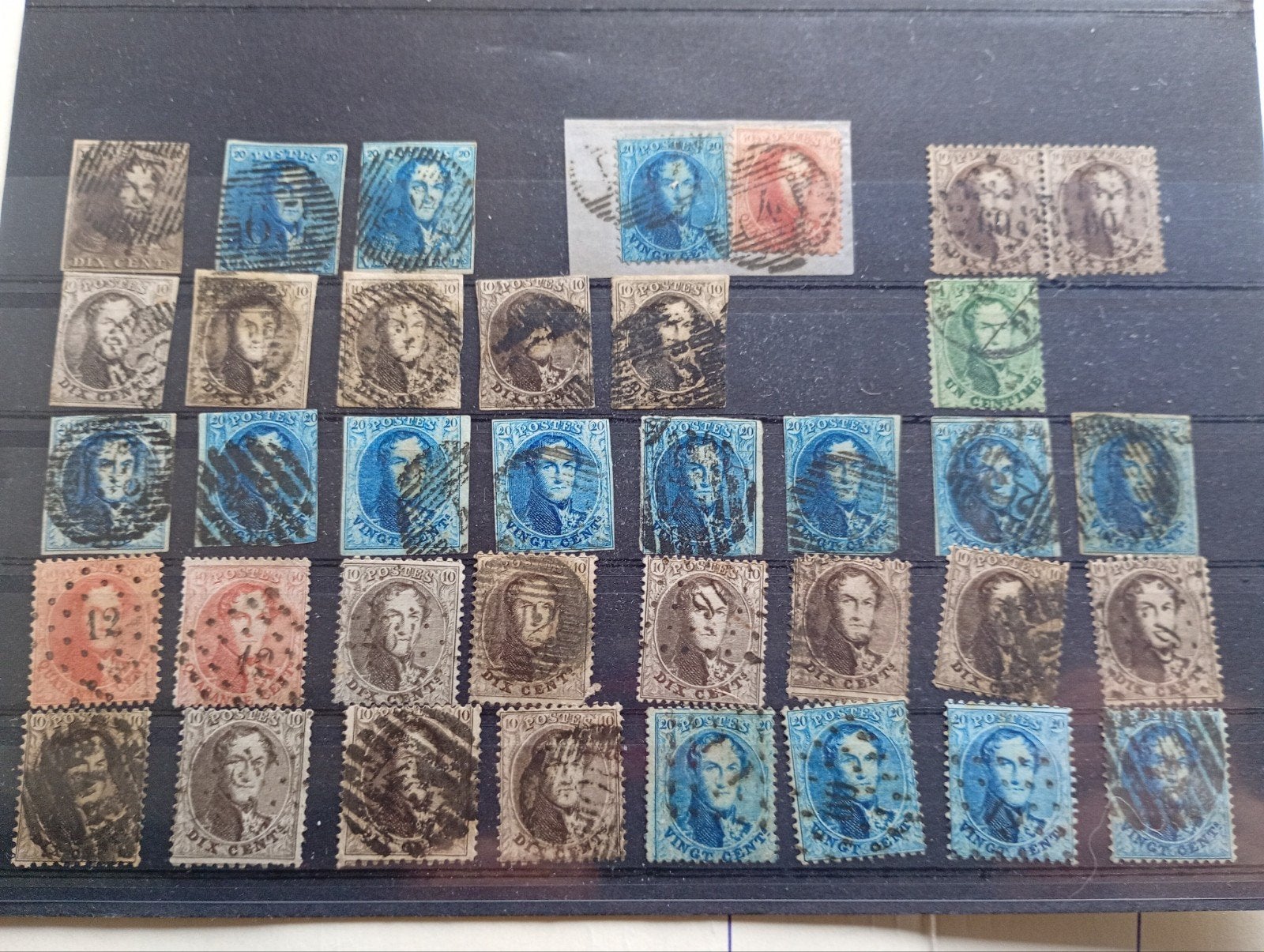 T24) Belgique 37 épaulettes/médaillons, Enlèvement ou Envoi, Affranchi, Oblitéré, Avec timbre