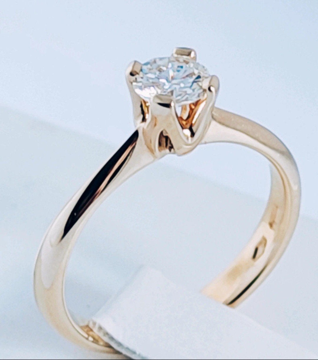 Solitaire met diamant 0,51kt E/VS1, Certificaat ALGT, Bijoux, Sacs & Beauté, Enlèvement ou Envoi, Or, Or