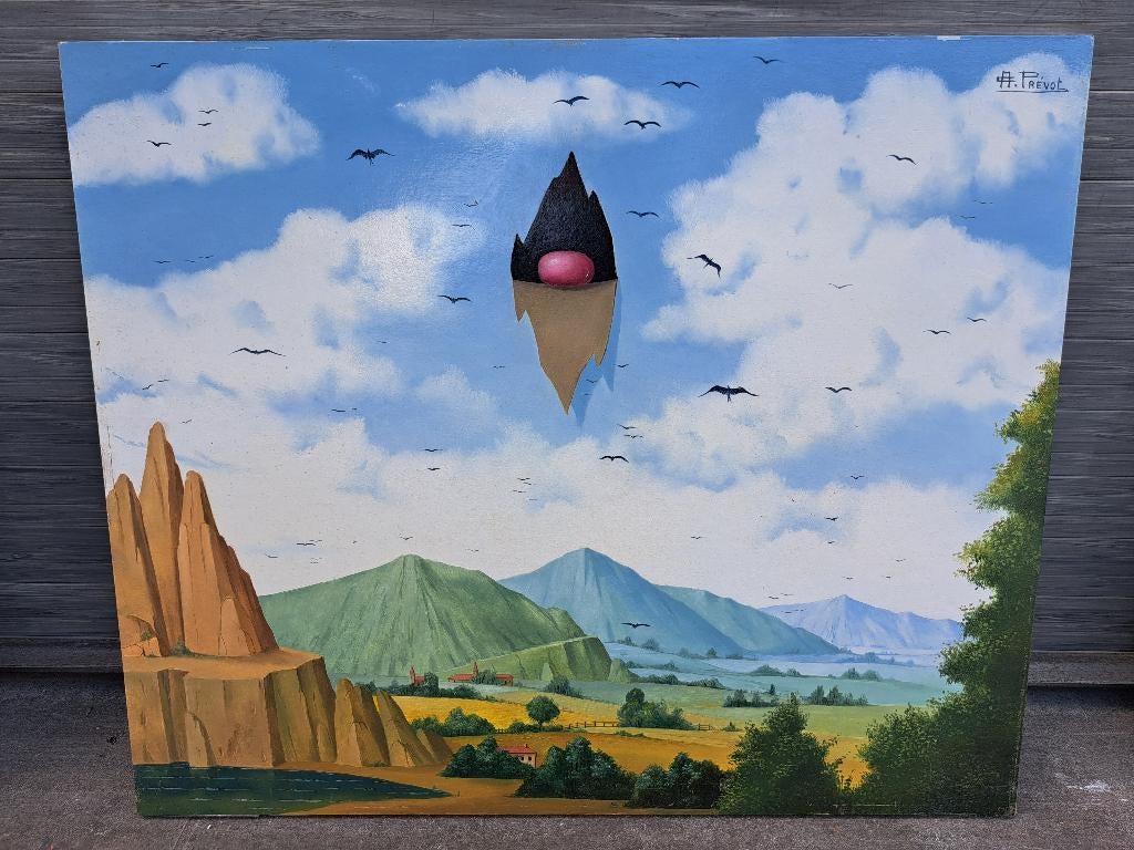 huile sur panneau le trompe oeil signe carl prevot 1979, Antiquités & Art, Enlèvement ou Envoi