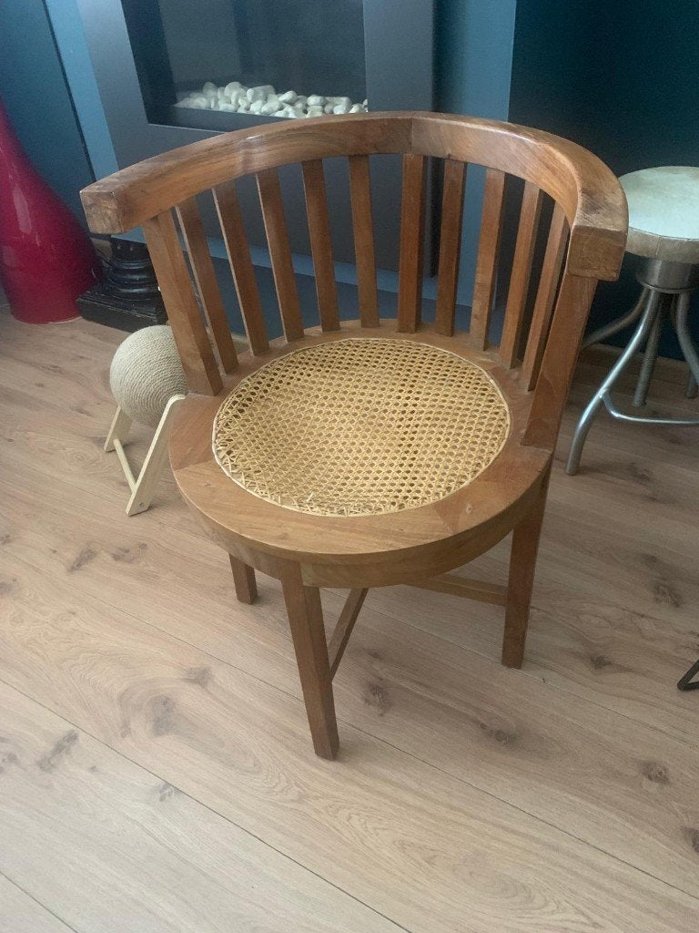 Houten ronde stoel, Huis en Inrichting, Stoelen, Ophalen, Zo goed als nieuw, Hout, Eén