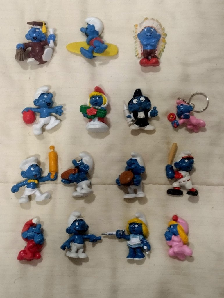 smurfen, apart of in 1 lot : deel 6, Collections, Enlèvement ou Envoi, Utilisé, Différents Schtroumpfs, Poupée, Figurine ou Peluche