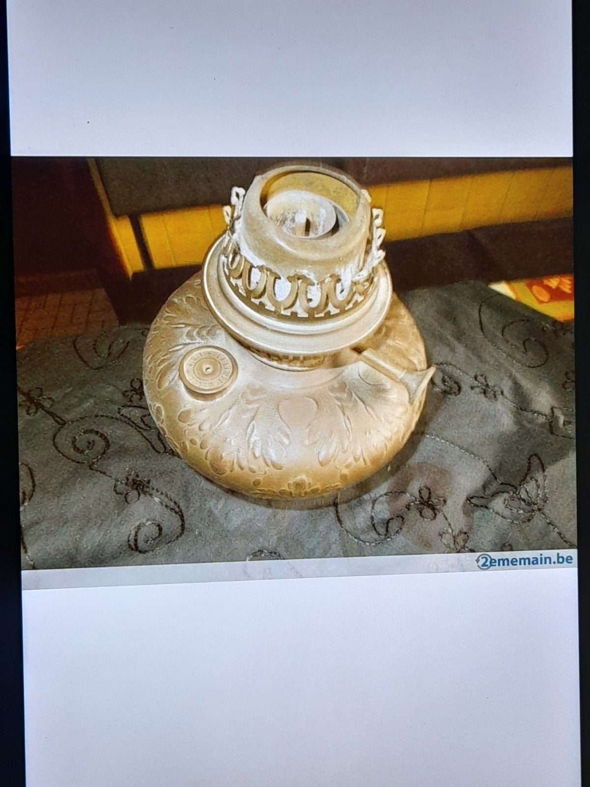 Ancien Pied de quinquet en cuivre ciselé début du 20e siècle, Antiquités & Art, Enlèvement ou Envoi, Cuivre