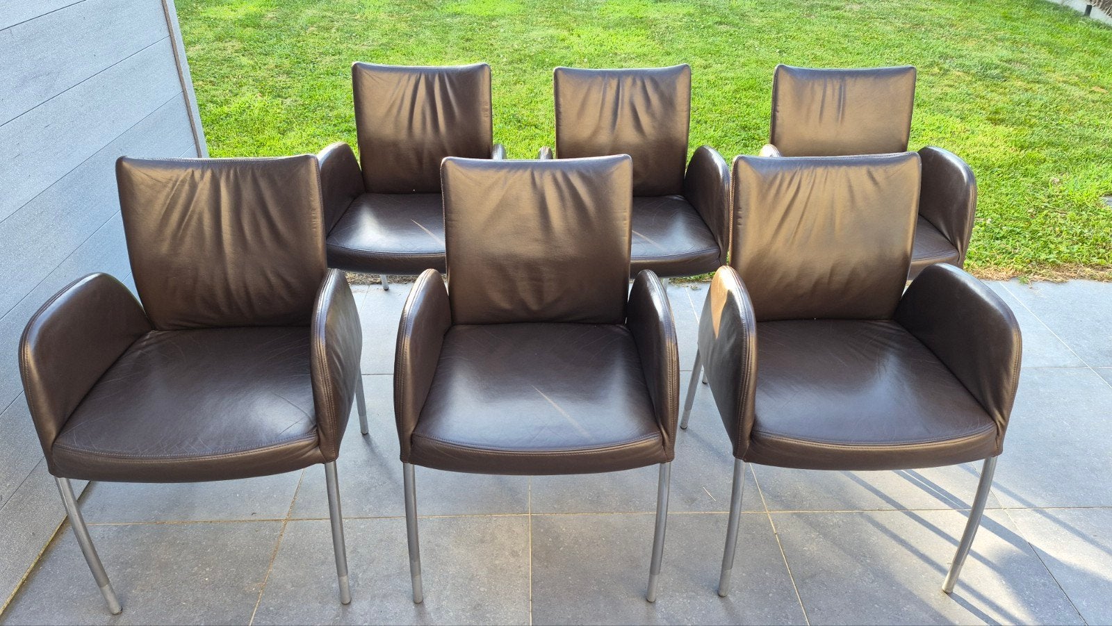 6 bruine lederen designstoelen, Ophalen