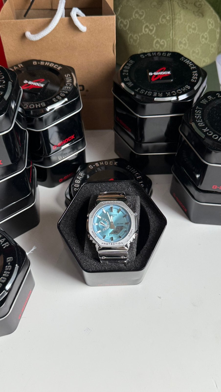 Volledig metalen G-shock, blauwe wijzerplaat, Handtassen en Accessoires, Horloges | Heren, Ophalen of Verzenden, Zo goed als nieuw
