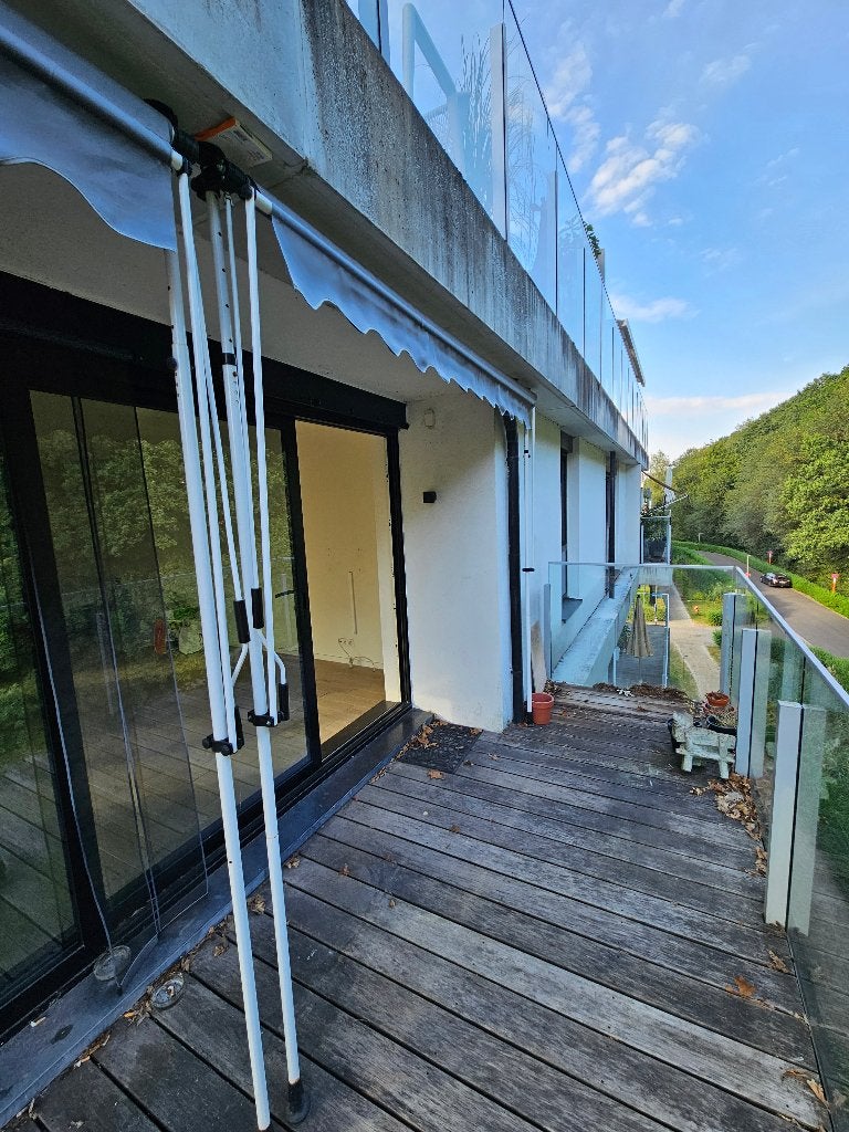Terraszonneluifel grijs, Ophalen, 150 tot 300 cm, Uitvalscherm, Minder dan 250 cm
