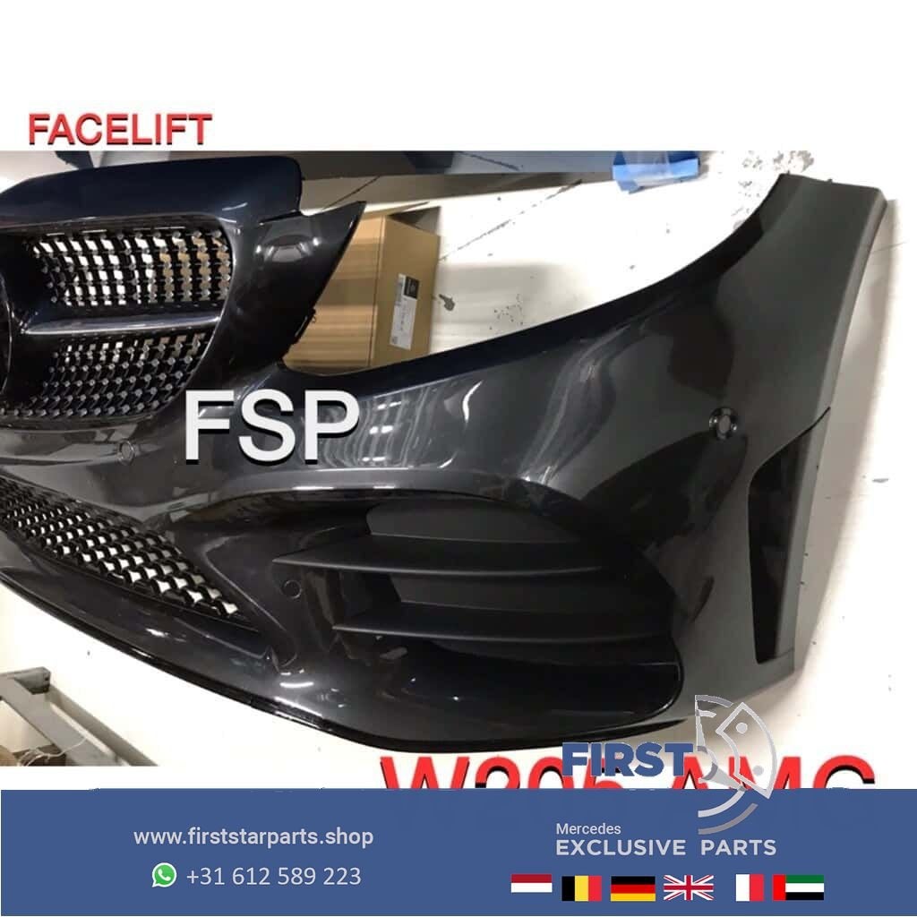 W205 Facelift AMG Bumper C43 2019-2020 Mercedes C Klasse gri, Gebruikt, -, Voor, Ophalen of Verzenden