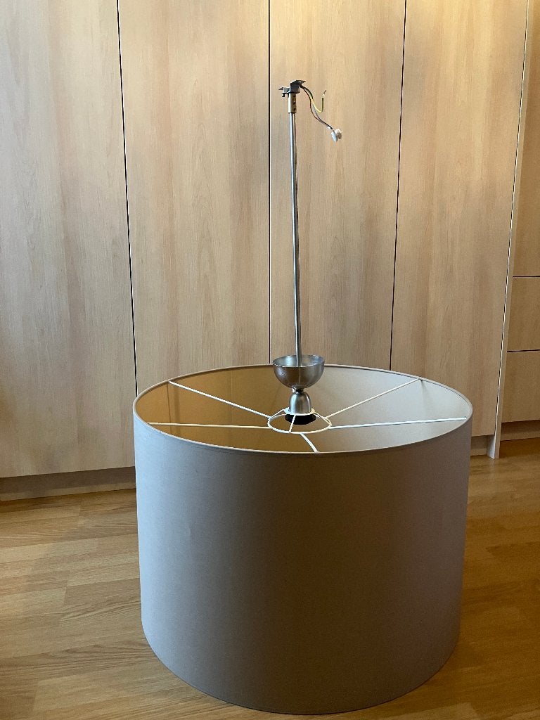 2 taupe hanglampen te koop, Maison & Meubles, Lampes | Suspensions, Comme neuf, Métal, Enlèvement