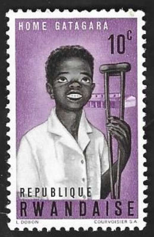 1 Postzegel Rwanda 1964 Home voor gehandicapte kinderen, Postzegels en Munten, Ophalen of Verzenden, Overige landen, Postfris