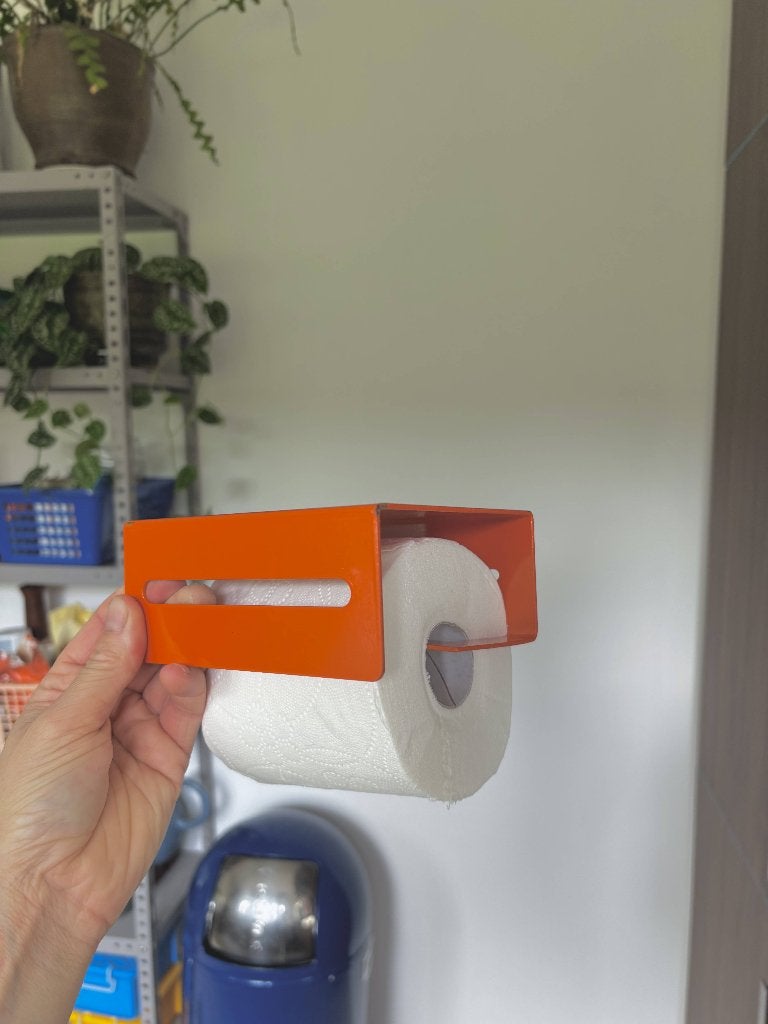 Retro oranje WC rol houder, Ophalen