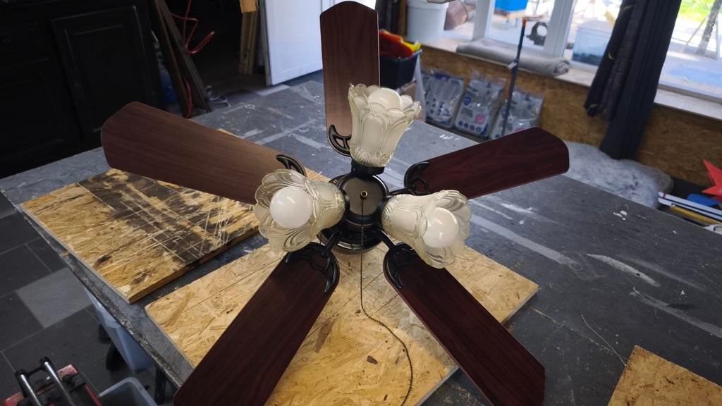Lustre ventilateur, Enlèvement ou Envoi, Comme neuf, Bois