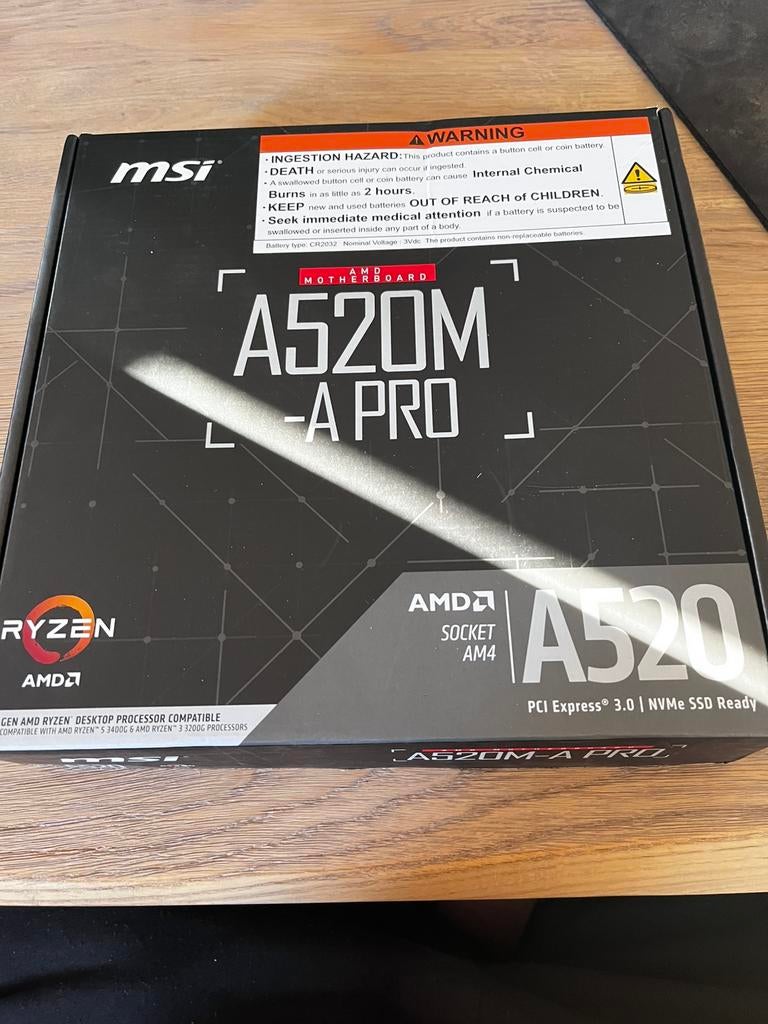 A520M A PRO + CPU RYZEN 7 3700x, Informatique & Logiciels, Enlèvement ou Envoi, Comme neuf, 4 Ghz ou plus