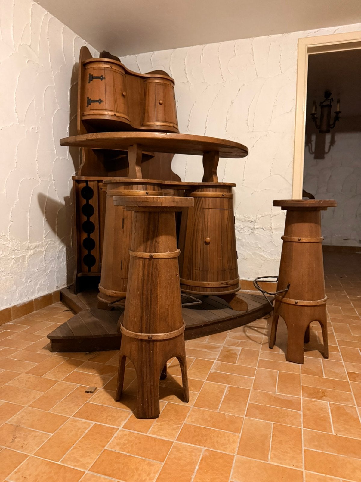 Vintage barset van massief hout - compleet, Ophalen, Zo goed als nieuw