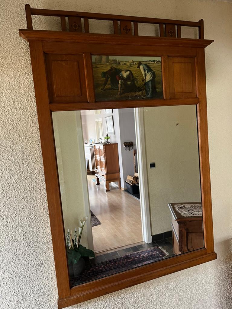 Grote spiegel met schilderij vanboven, Antiek en Kunst, Ophalen