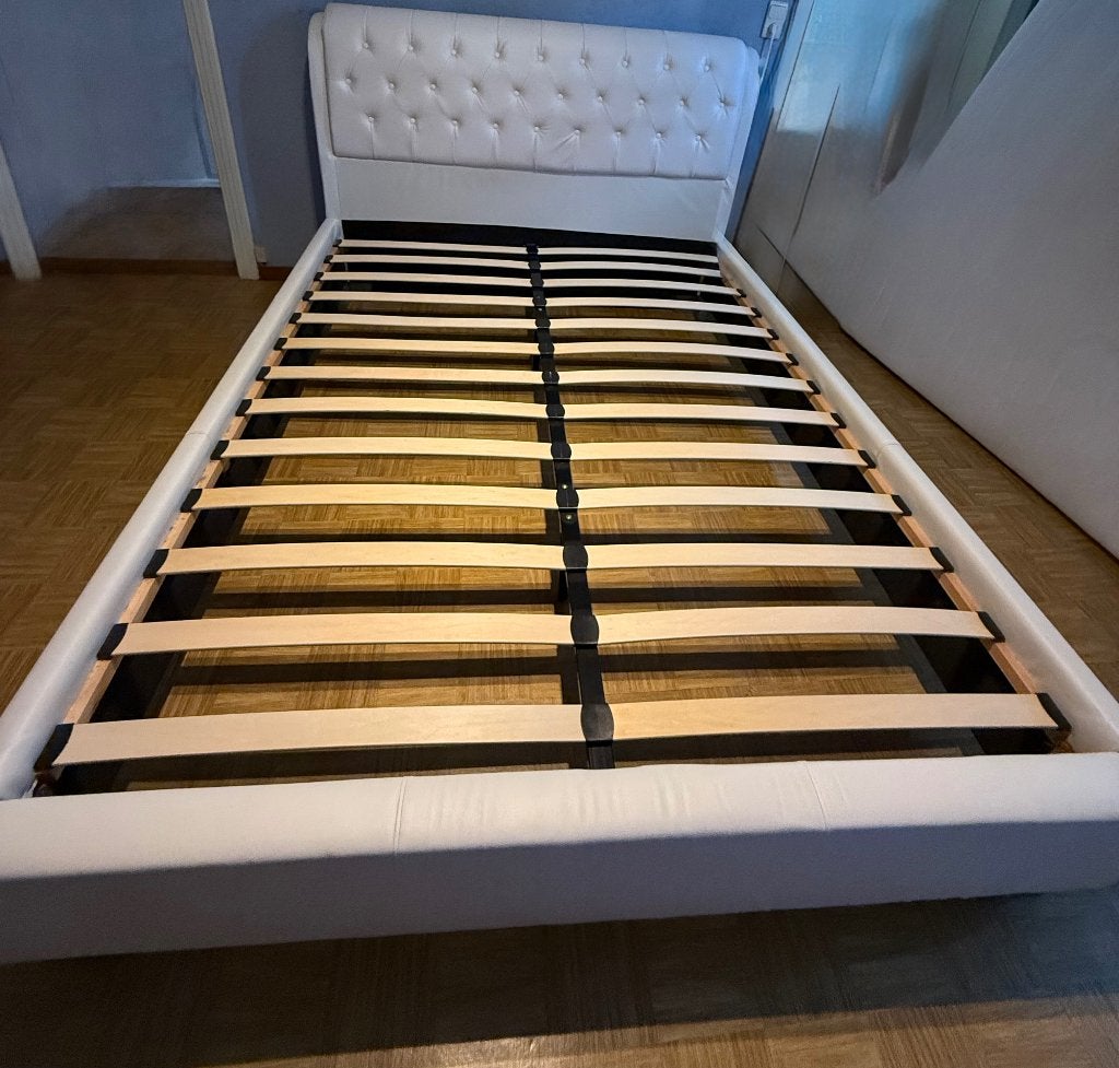 Lit cuire blanc 160x200, Maison & Meubles, Enlèvement, Utilisé, Style moderne, Blanc