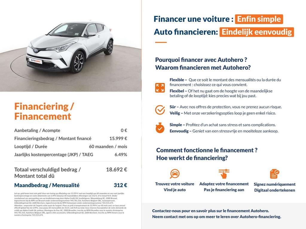 Toyota C-HR 1.8 Hybrid Business Edition (automatique), Argent ou Gris, Euro 6, Détection des panneaux routiers, 86 g/km