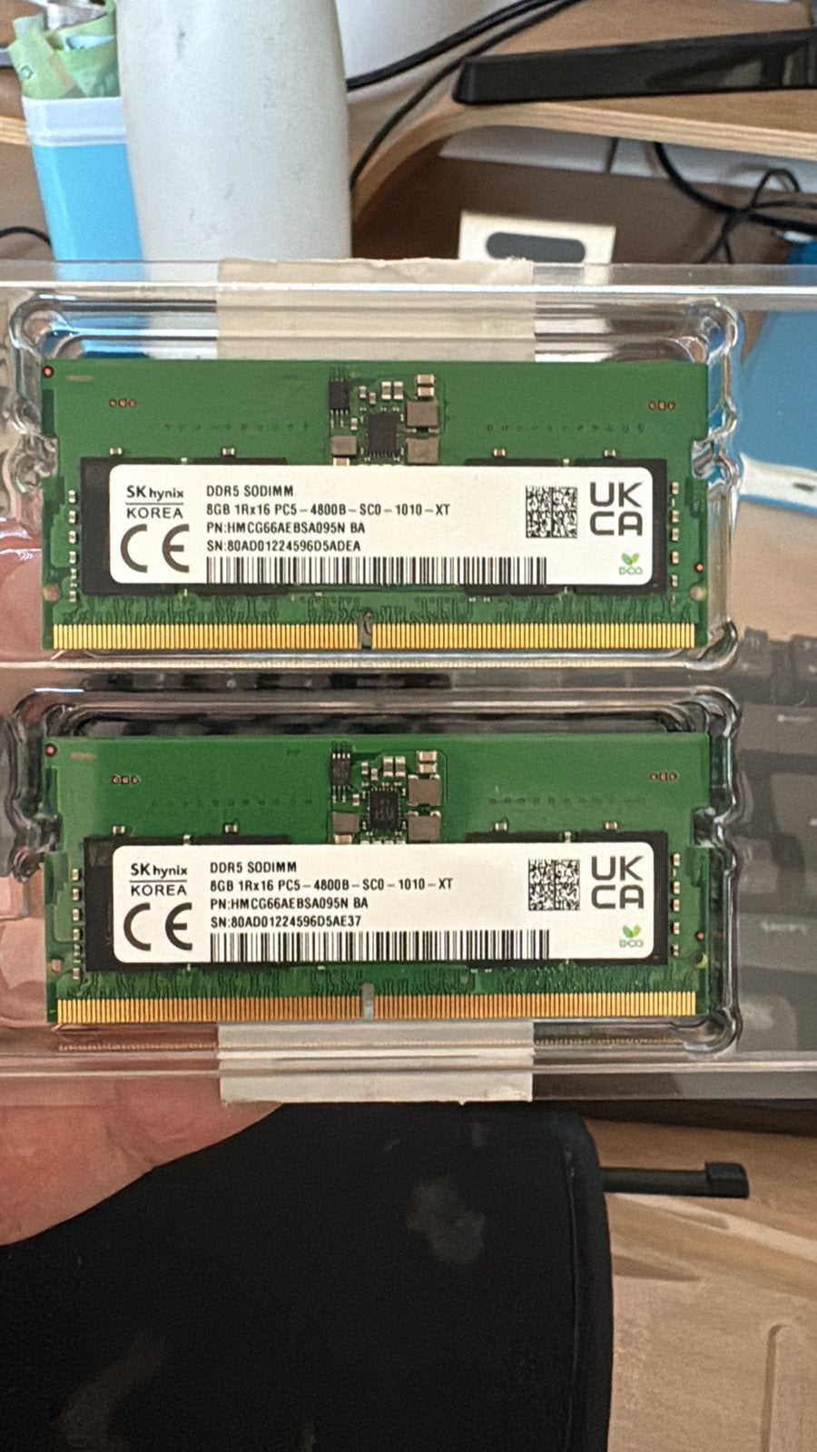 Kit RAM DDR5 Sodimm SK Hynix 16 Go (2x8 Go) 4800 MHz, Computers en Software, Ophalen of Verzenden, Zo goed als nieuw, DDR5, Laptop