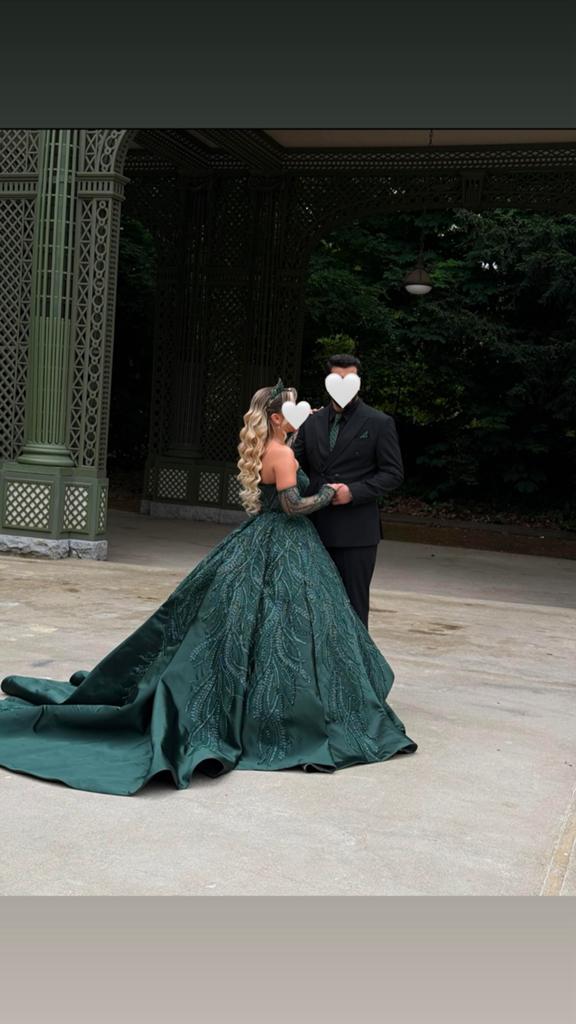 Robe de henné, fiancaille a vendre, Enlèvement, Comme neuf, Vert, Robe de mariée