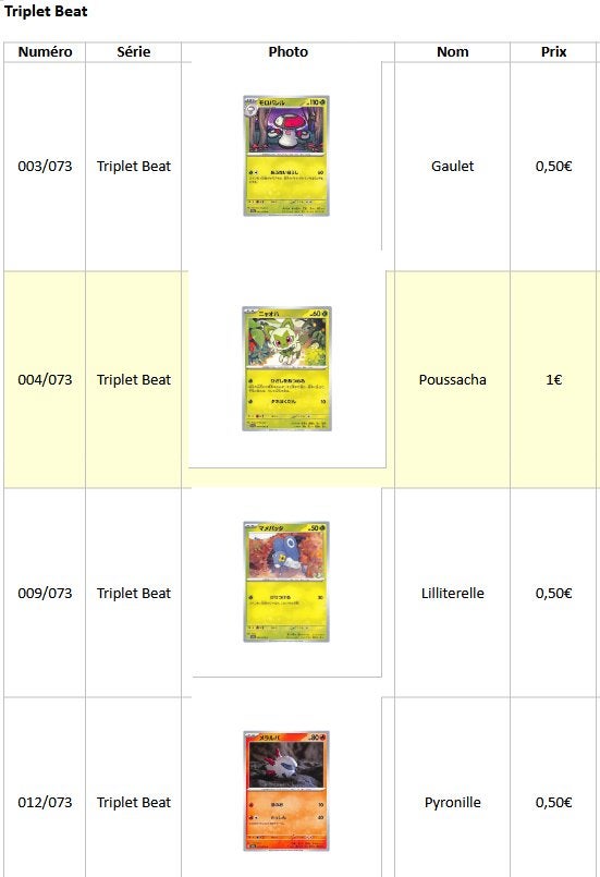 Cartes Pokémon Triplet Beat (japonaises), Enlèvement, Comme neuf, Plusieurs cartes