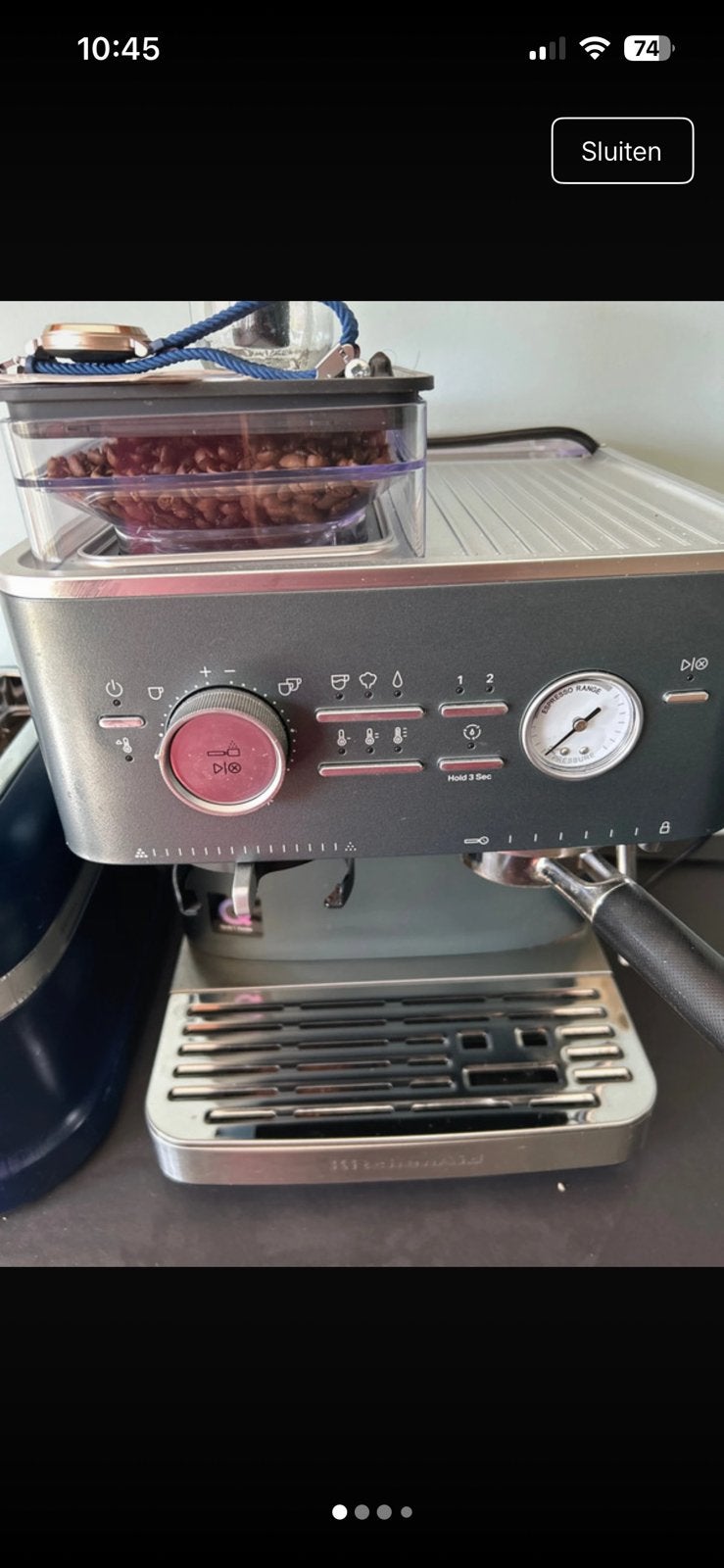 Kitchenaid expressomachine, Elektronische apparatuur, Ophalen, Espresso apparaat, Koffiebonen, Zo goed als nieuw
