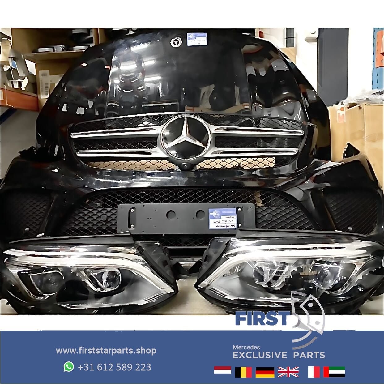 W166 GLE AMG VOORKOP ZWART COMPLEET FRONT ORIGINEEL Mercedes, Auto-onderdelen, Gebruikt, -, Voor, Ophalen of Verzenden