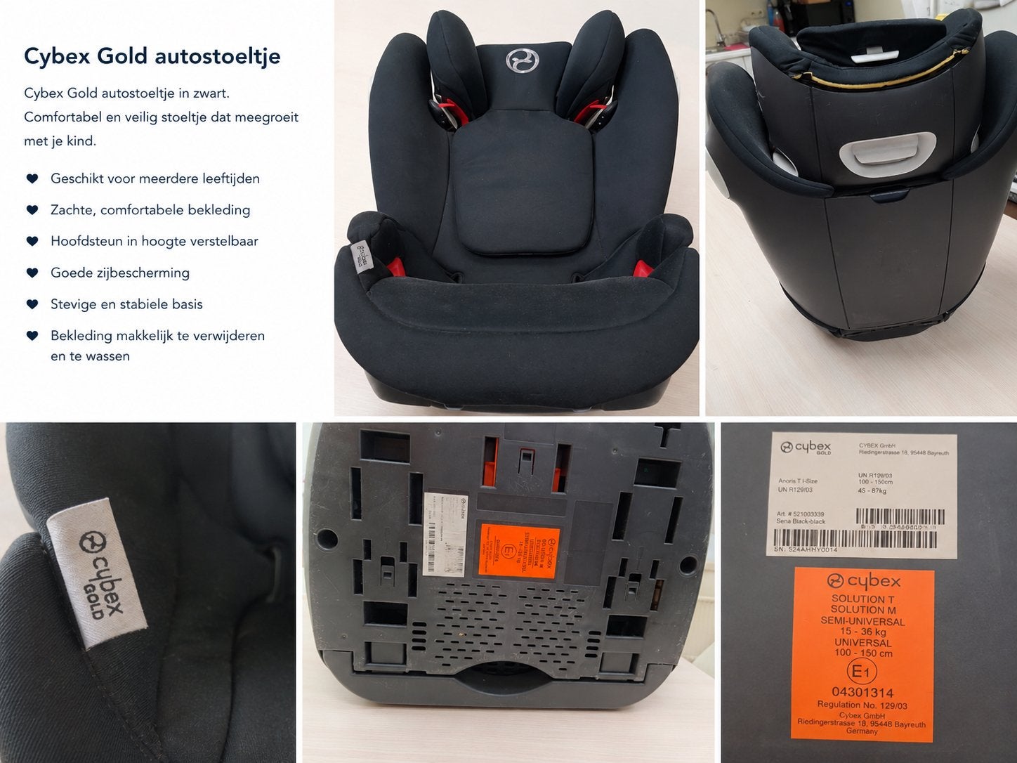 Cybex Gold autostoel, Autogordel of Isofix, Gebruikt, 15 t/m 36 kg, Zijbescherming