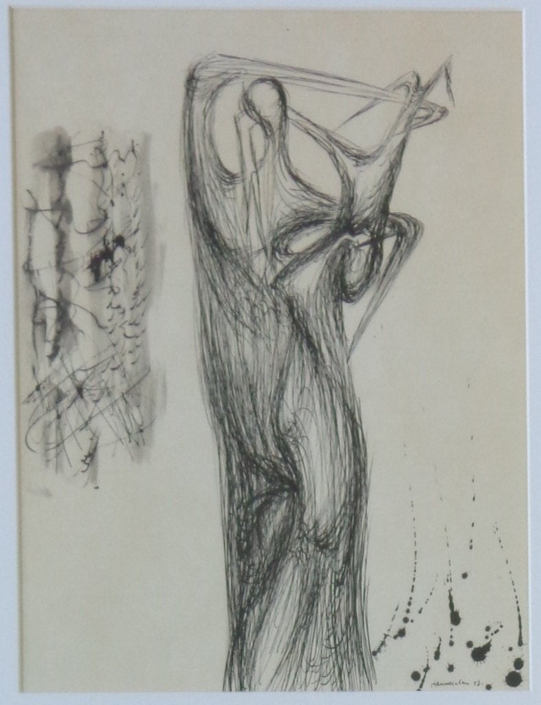 JAN VAERTEN / FIGUUR / ORIGINEEL WERK / 64x54cm / KADER SIG, Enlèvement ou Envoi
