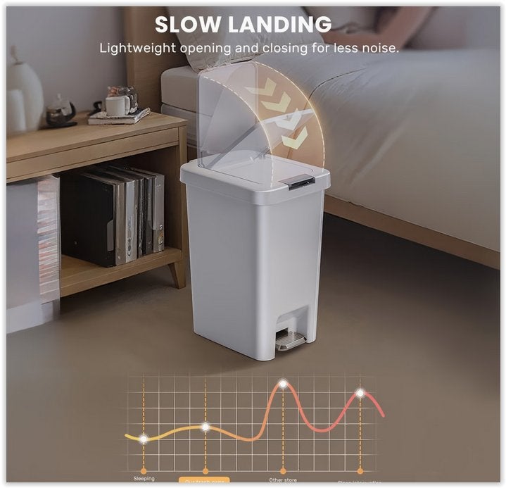 Moderne rechthoekige witte prullenbak met grote capaciteit, Neuf, Moins de 50 cm, Enlèvement ou Envoi, 10 à 20 litres
