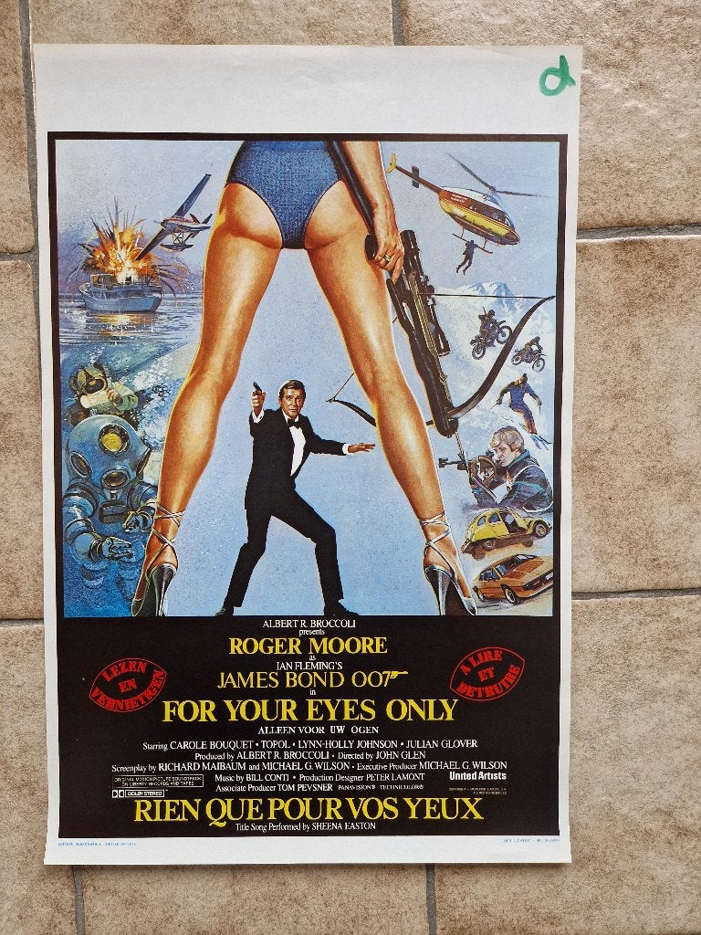 filmaffiche James Bond For Your Eyes Only filmposter, Verzamelen, Rechthoekig Staand, Ophalen of Verzenden, Zo goed als nieuw