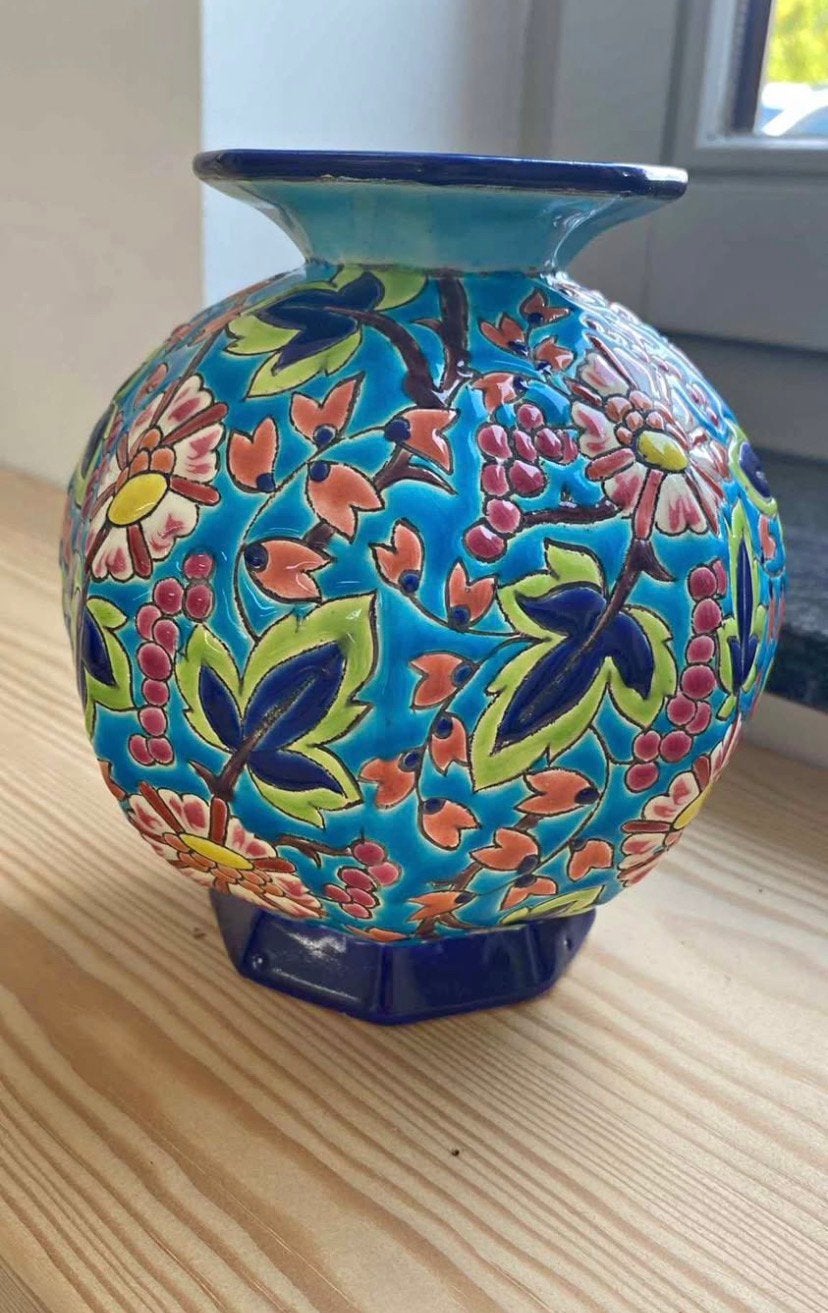Magnifique vase emaux de Longwy, Enlèvement