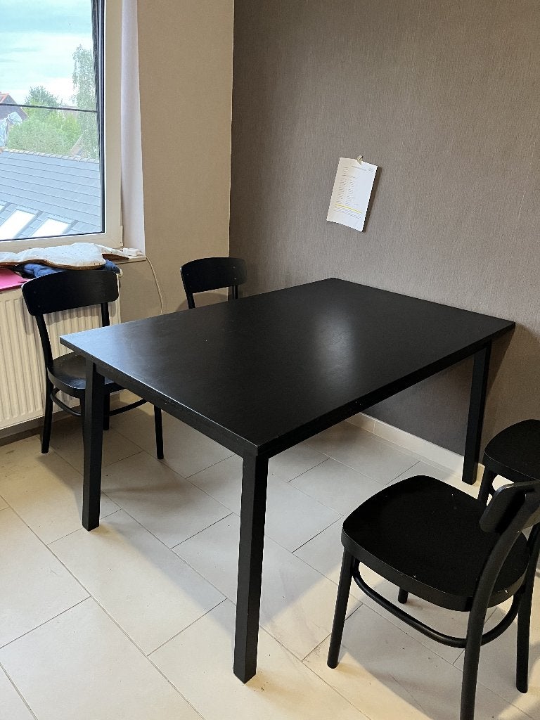 Zwarte Keukentafel met 4 stoelen, Ophalen, Gebruikt