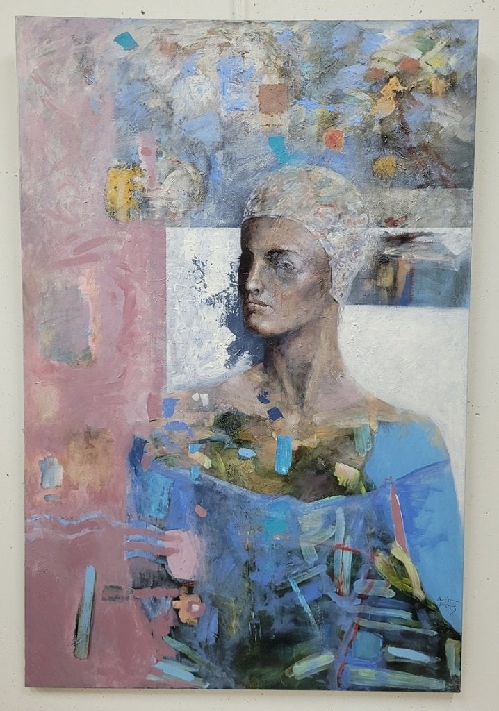 Christian AUSLOOS, de zwemster, Antiquités & Art, Art | Peinture | Classique, Portrait ou Personnes, Peinture à l'huile, Enlèvement