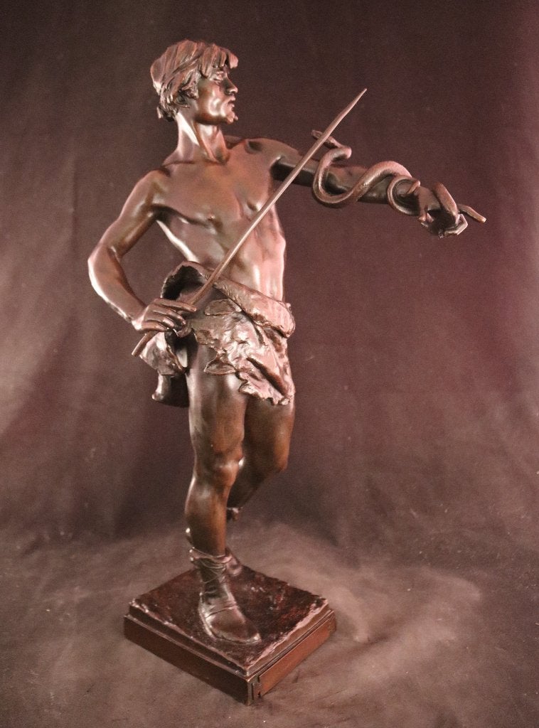 Bronzen sculptuur van slangenbezweerder, Ophalen of Verzenden, Beeld, Man