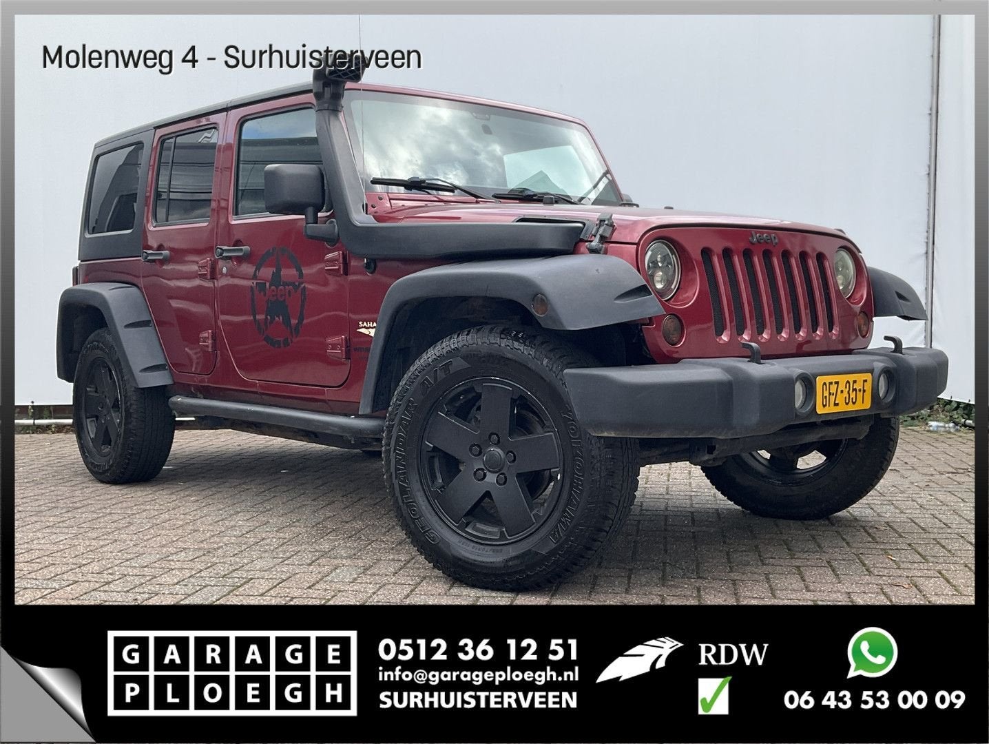 Jeep Wrangler Unlimited 3.8 Sport Sahara 5 portes climatisat, Autos, Rouge, Achat, Entreprise, Boîte manuelle