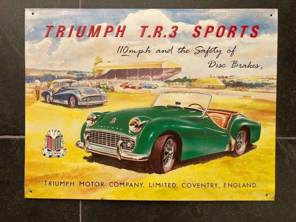 TRIUMPH TR3 SPORTS reclamebord ijzer, Enlèvement ou Envoi, Comme neuf, Autres marques