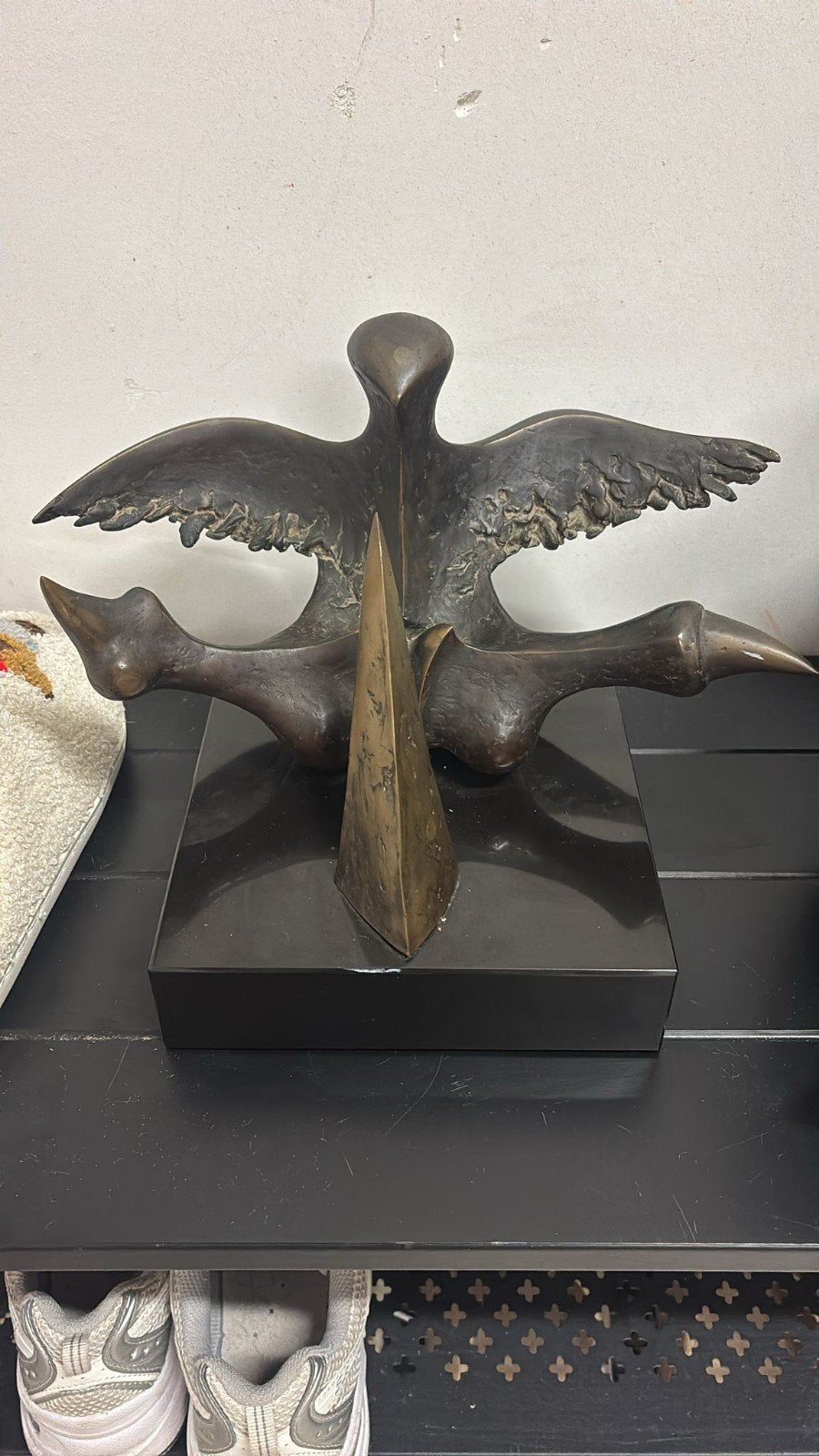 bronz kunstwerk ´vogelvlucht´, Ophalen, Brons