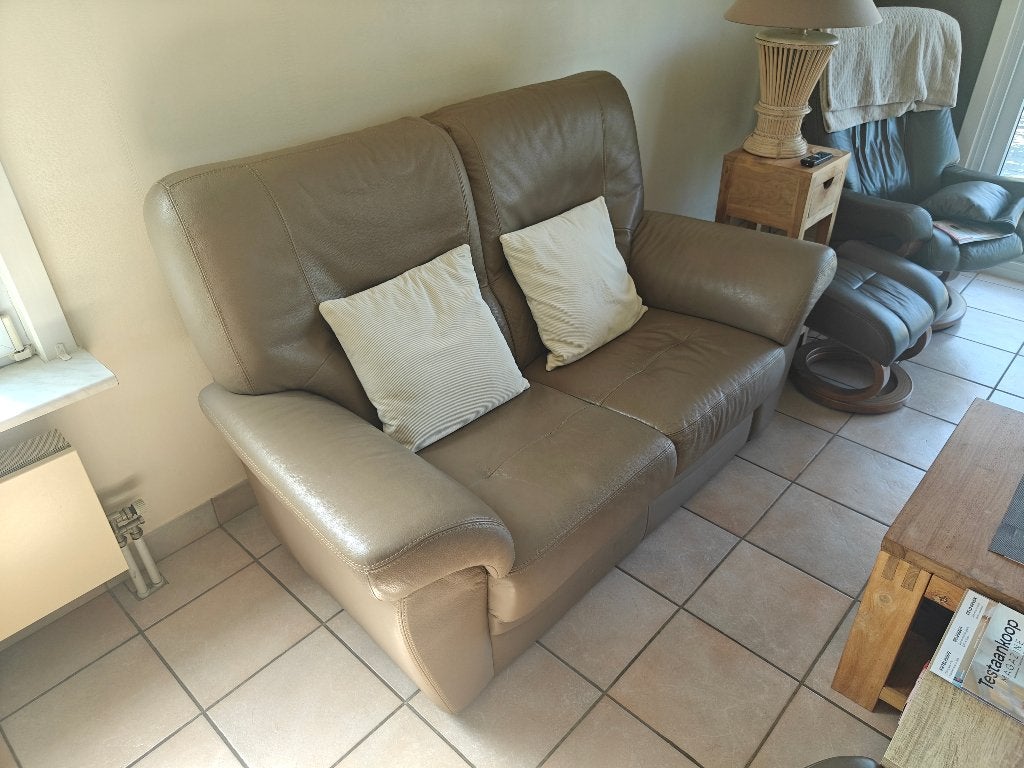 Lederen zetel, Huis en Inrichting, Ophalen, Gebruikt, 150 tot 200 cm, Tweepersoons