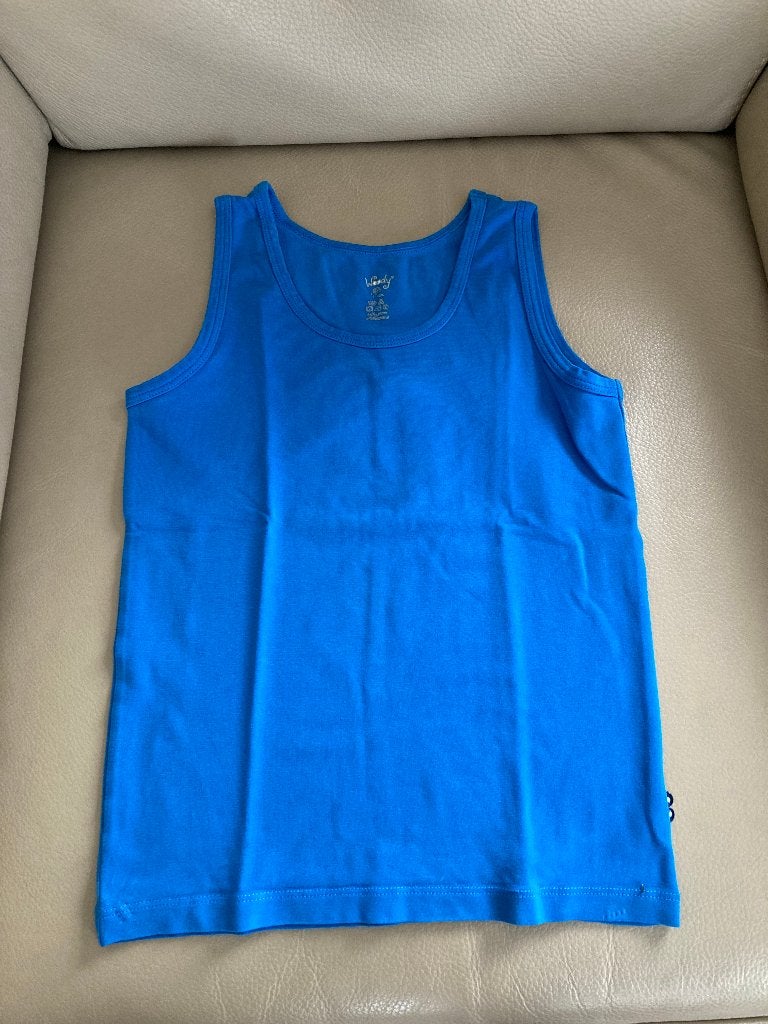 Blauw onderhemdje zonder mouwen, Woody, 128, 8 jaar, Nacht- of Onderkleding, Ophalen of Verzenden, Zo goed als nieuw, Jongen