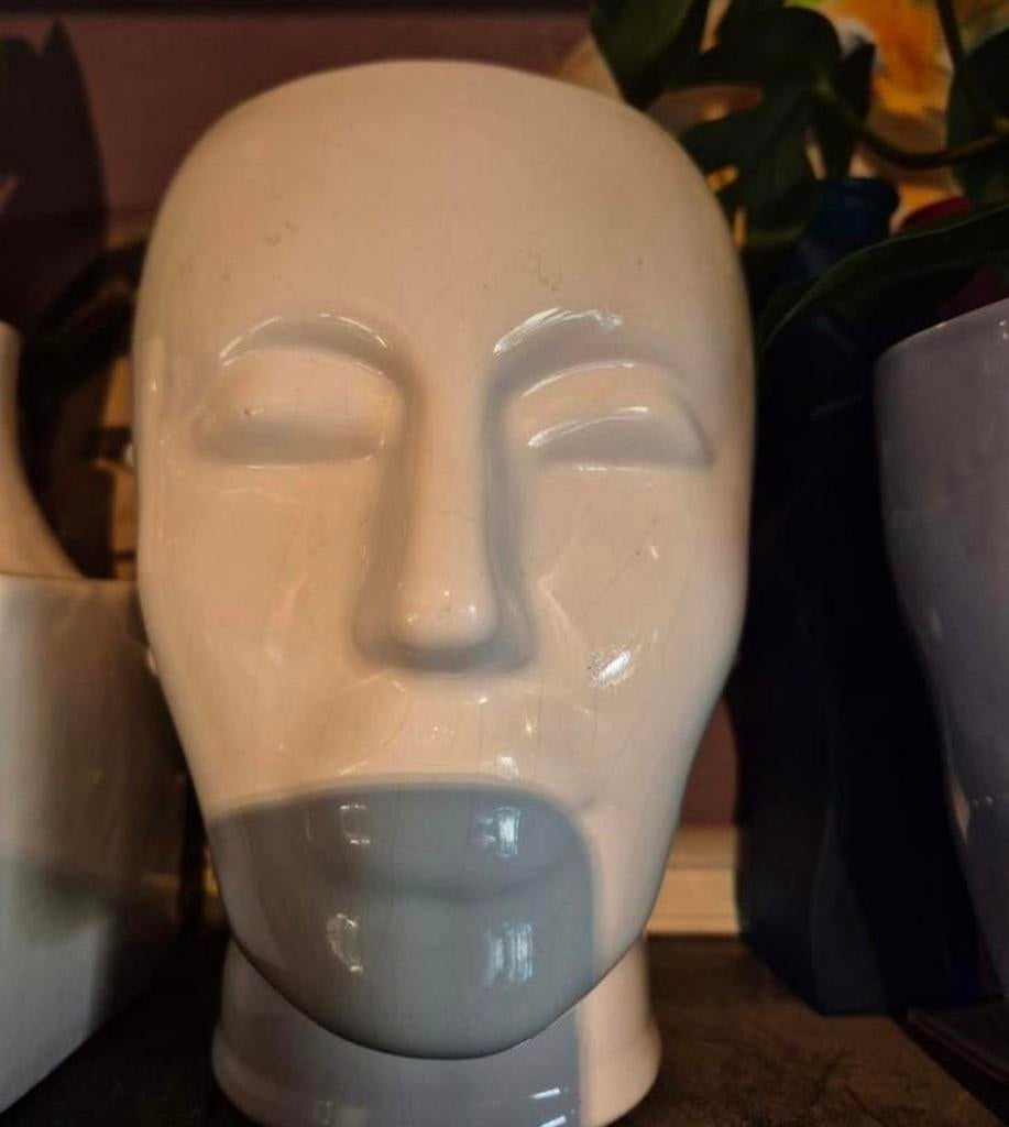 Hoofd in keramiek (bloempot), Antiek en Kunst, Curiosa en Brocante, Ophalen