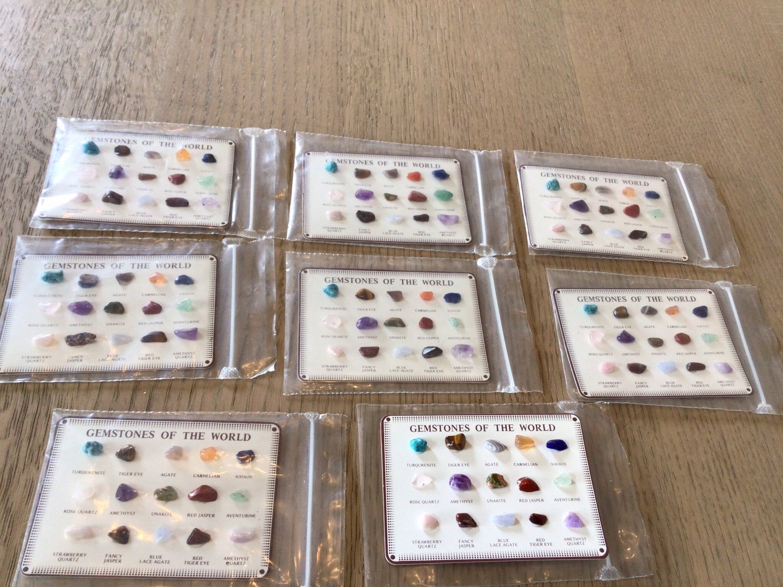 8 cartes avec pierres semi-précieuses, Enlèvement ou Envoi, Minéral