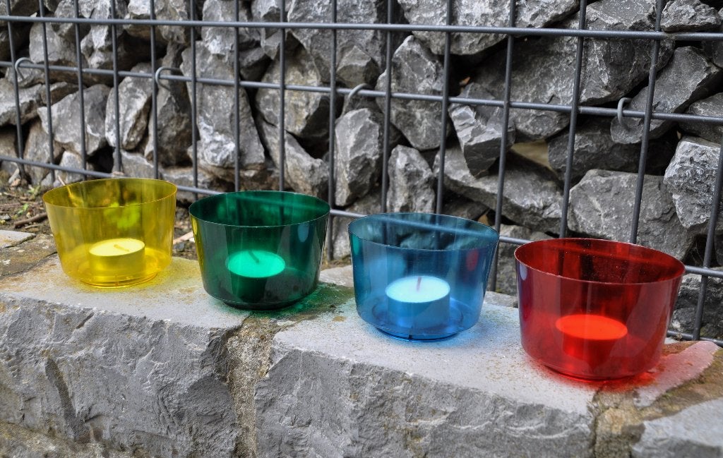 M71. 4 photophores extérieurs avec bougies, Enlèvement ou Envoi, Neuf, Bleu, Bougie