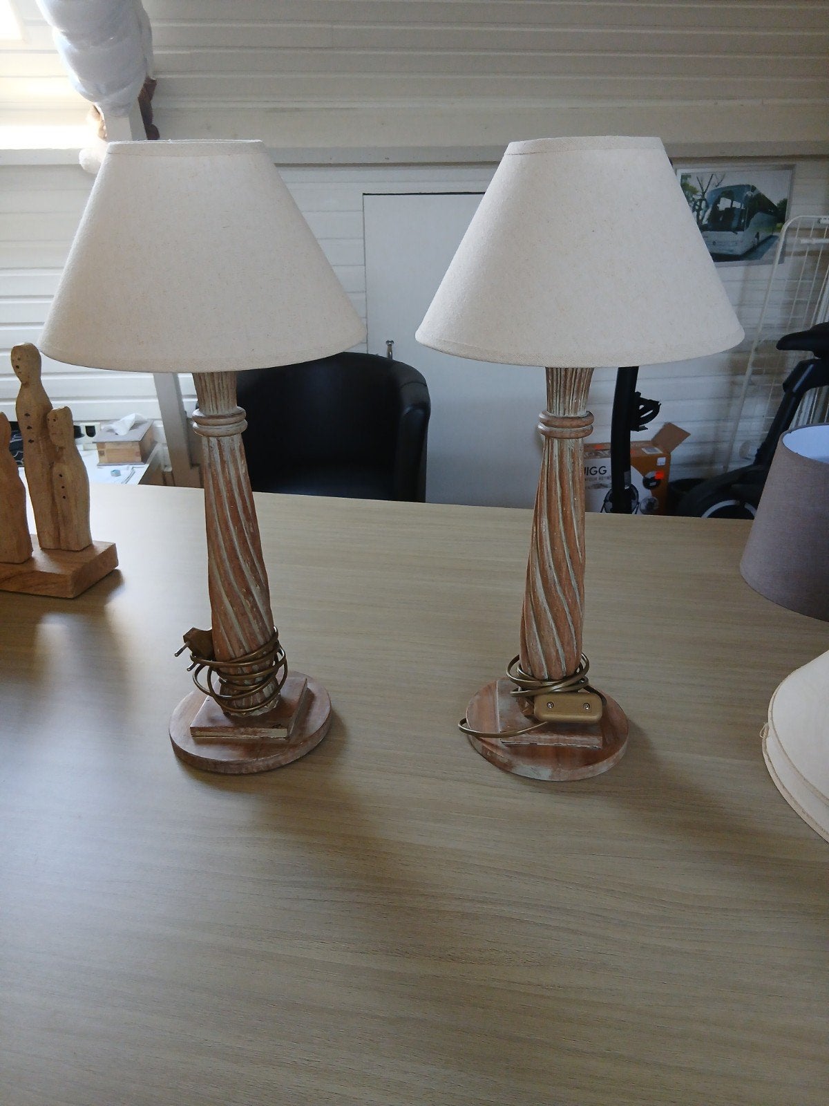 2 lampes en teck, Maison & Meubles, Enlèvement