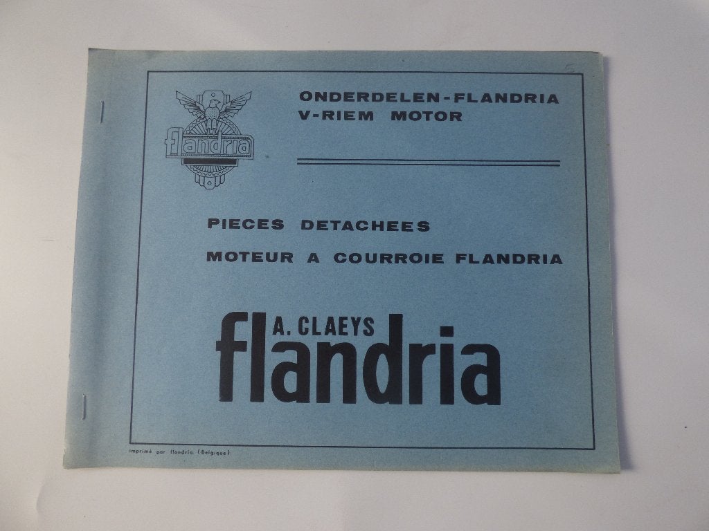 LISTE DES PIÈCES DU MOTEUR À COURROIE TRAPÉZOÏDALE FLANDRIA, Enlèvement ou Envoi, Utilisé