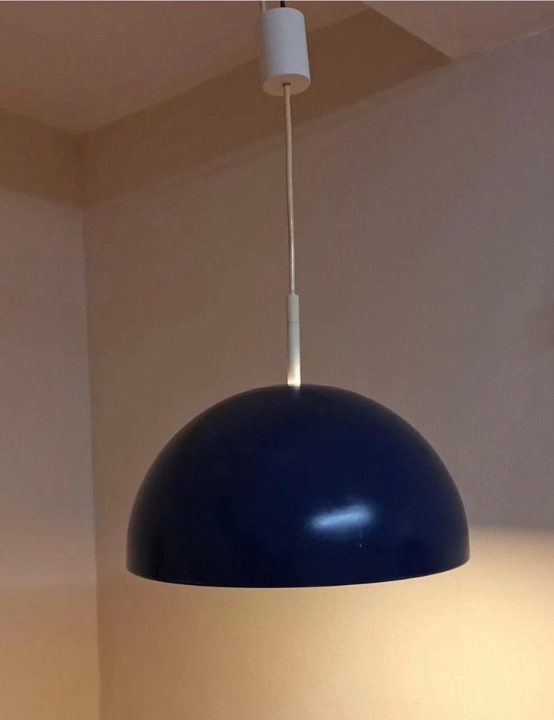 Lampe suspendue bleue vintage, Maison & Meubles, Vintage, Synthétique, Bleu, Enlèvement ou Envoi