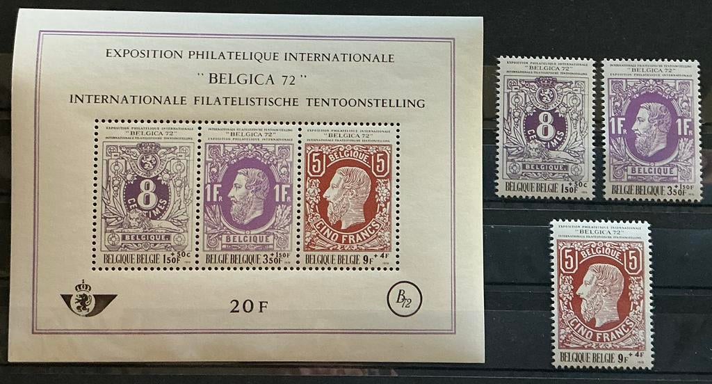 LOTVERKOOP 450. OBP: 1551/53 + BL48. MNH., Orginele gom, Ophalen of Verzenden, Postfris, Postfris