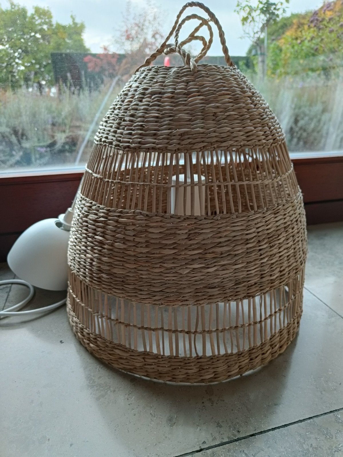 Ikea rieten lamp + pendel, Huis en Inrichting, Natuurlijk materiaal, Ophalen, Zo goed als nieuw