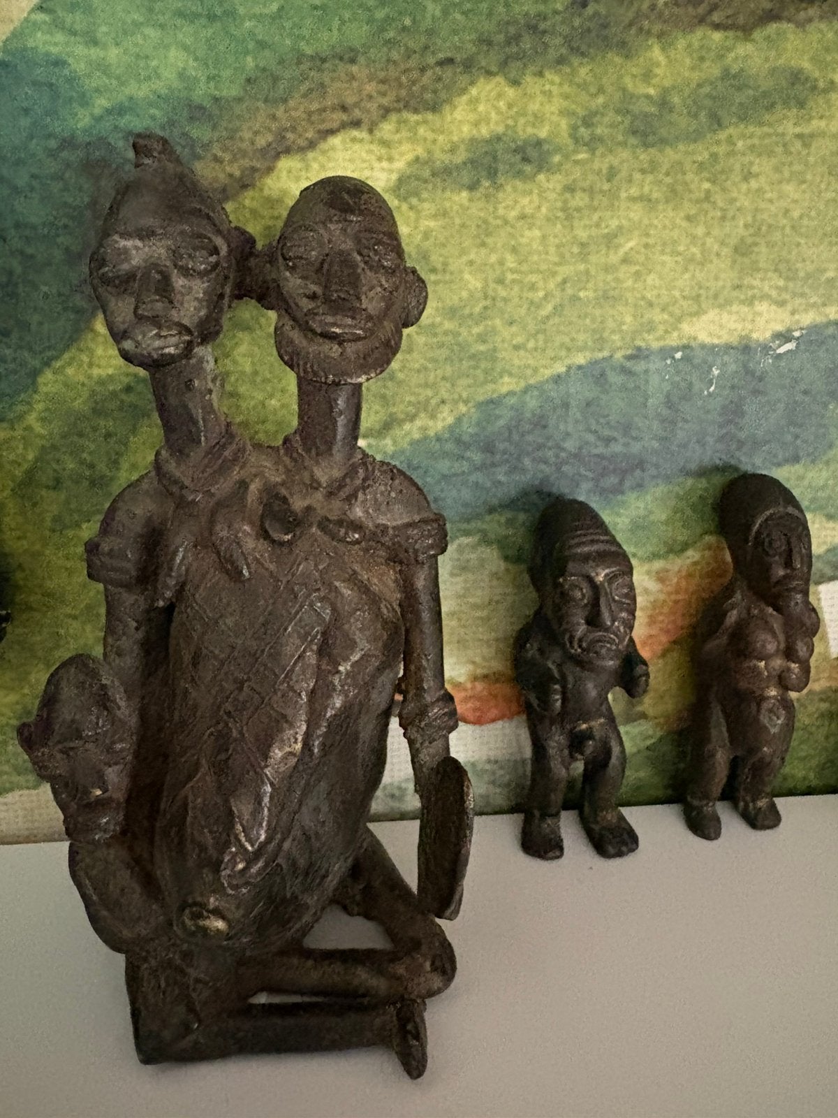 AFRIKAANSE BEELDJES KUNST BRONS VRUCHTBAARHEID OUDHEID, Ophalen of Verzenden