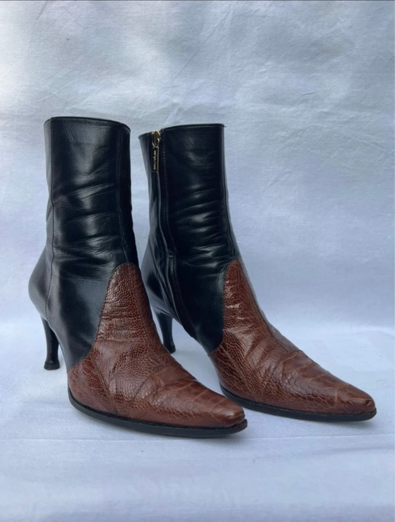Tweekleurige leren Sergio Rossi laarzen - 74665737, Kleding | Dames, Ophalen, Zwart, Lage of Enkellaarzen, Zo goed als nieuw