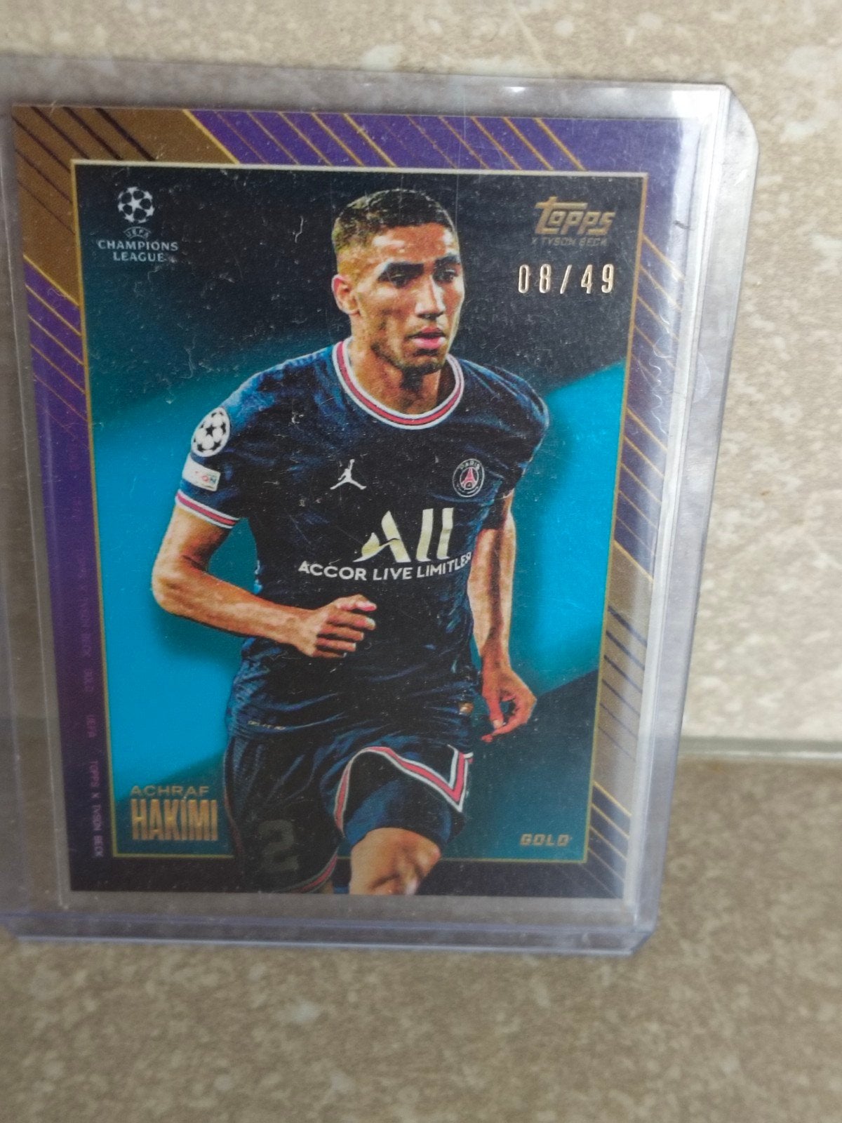 Topps Gold 2021 Ahraf Hakimi PSG genummerd, Ophalen of Verzenden